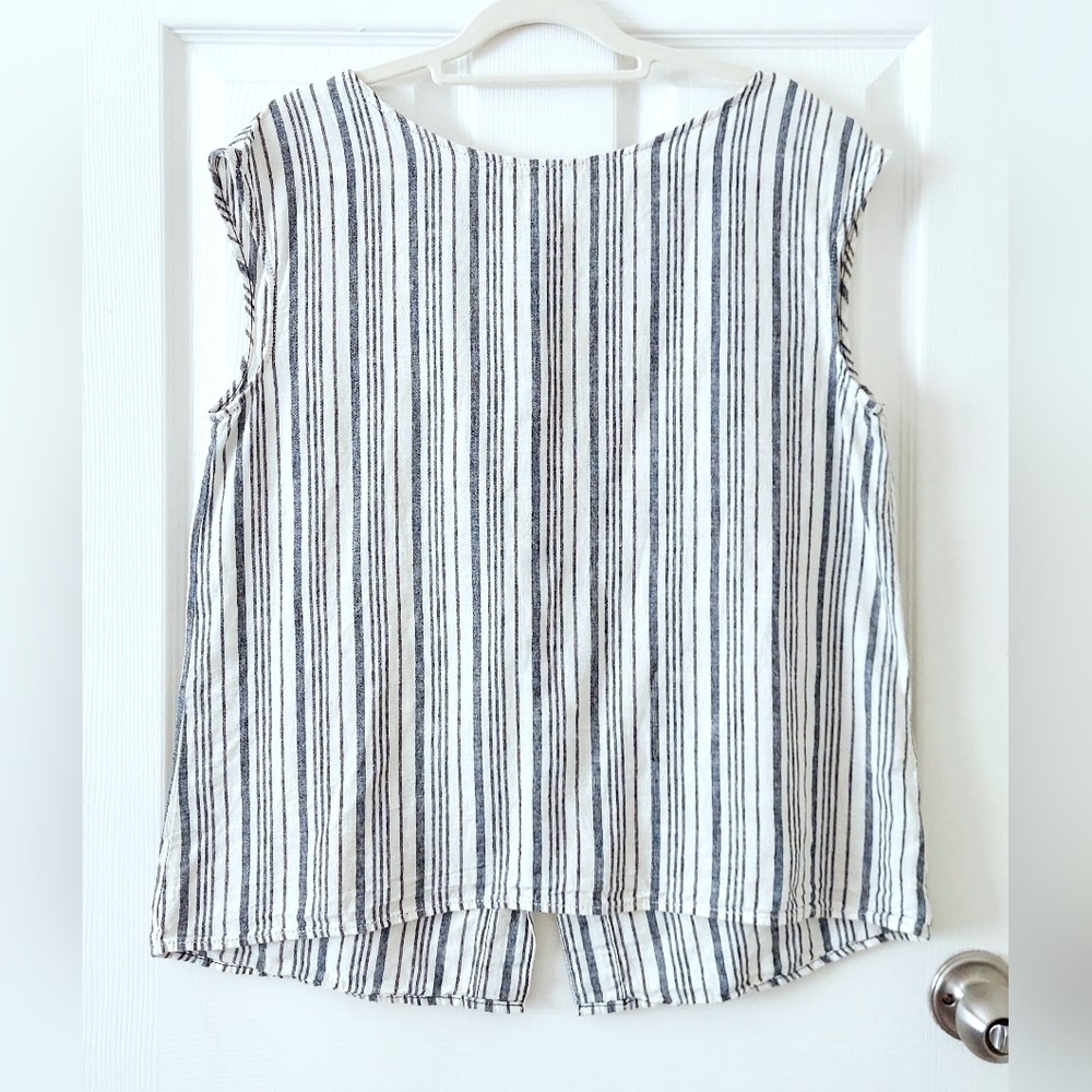 Max Studio Linen Blend Striped tank Top